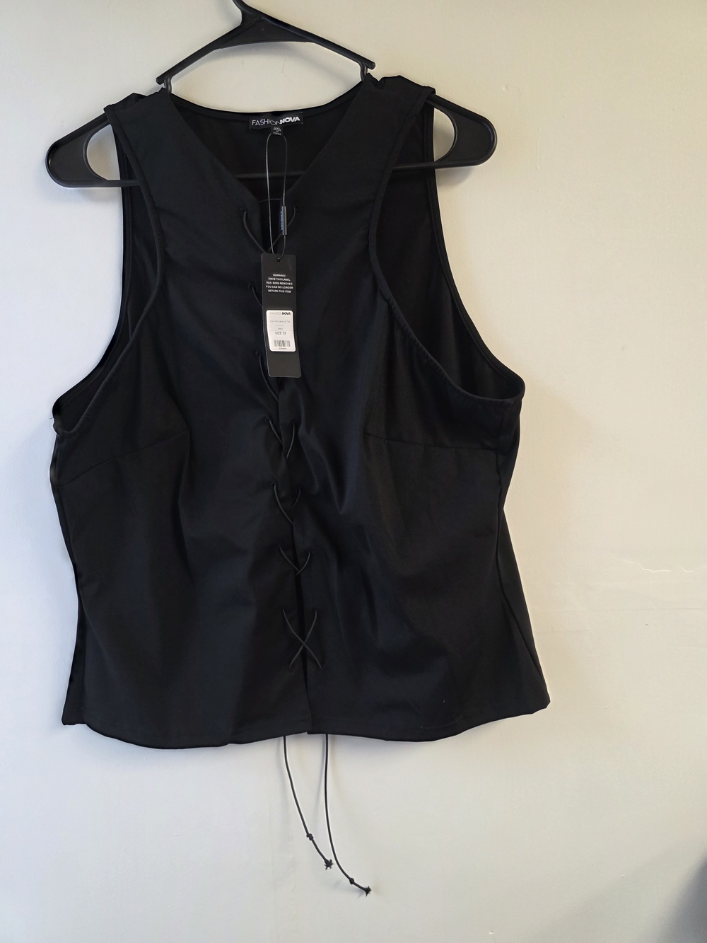 FASHION NOVA Black Lace-Up Tank Top - Women